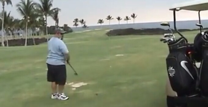 Golfer hits himself in the head Golfer hits himself in the head